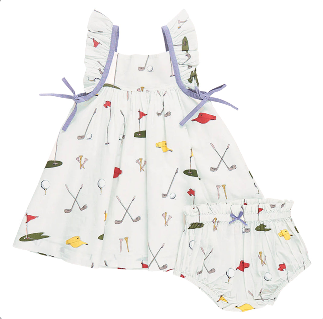 Pink Chicken- Baby Girls Ailee Dress Set - Golf Tournament