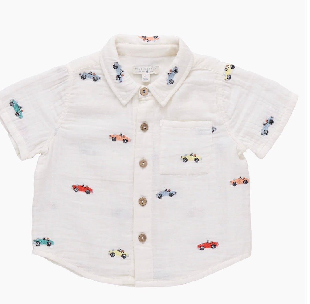 Blue Rooster- Multi Boys Jack Shirt: Vintage Cars