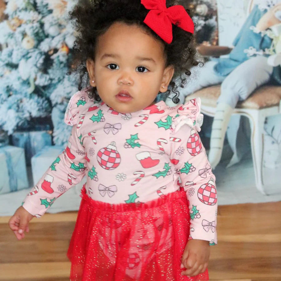 Sweet Wink: Disco Christmas Long Sleeve Tutu Bodysuit