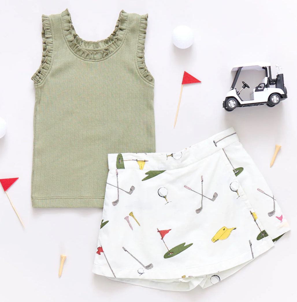 Pink Chicken- Girls Crystal Skort - Golf Tournament