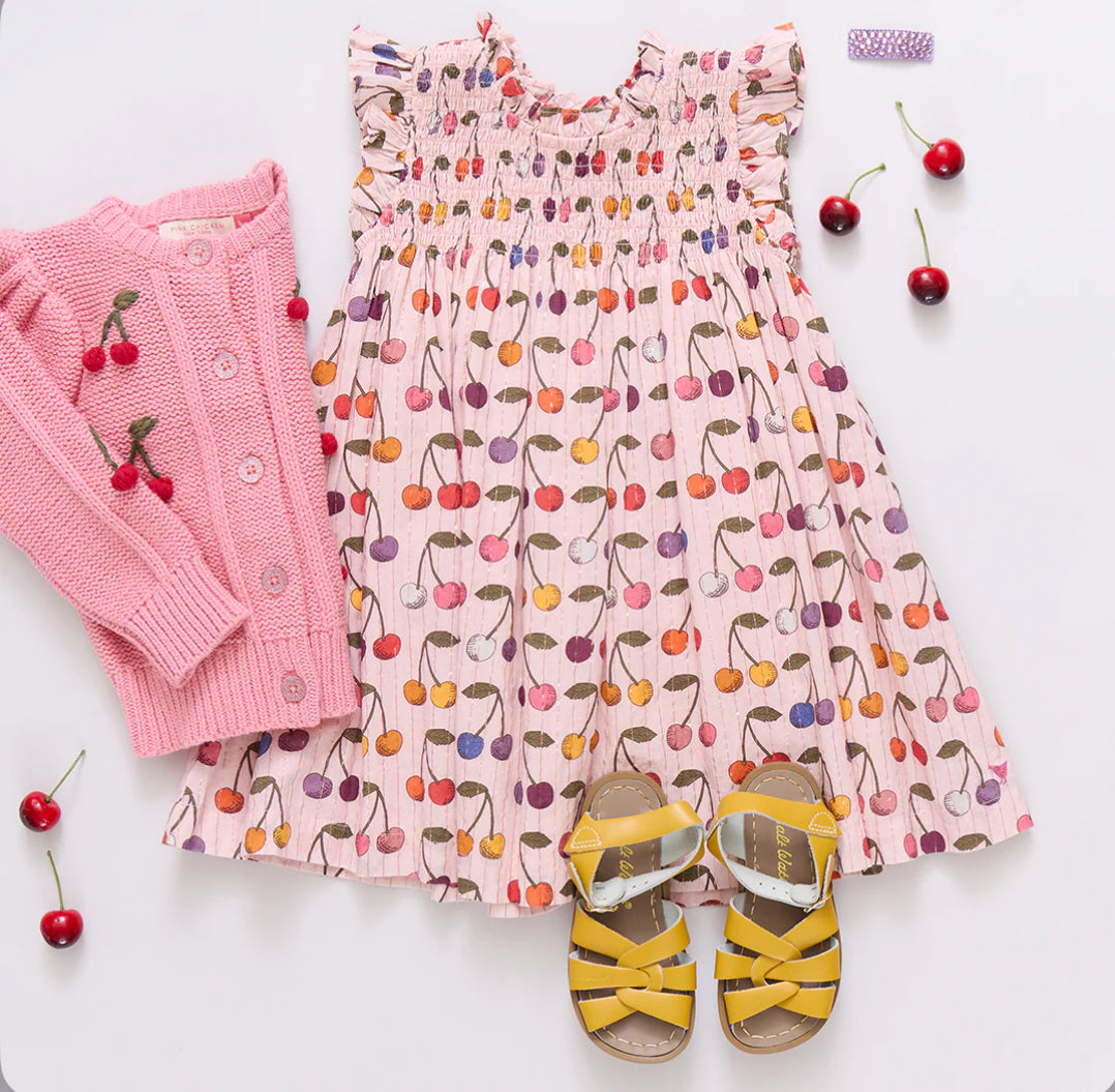 Pink Chicken- Girls Stevie Dress - Cloud Pink Cherry