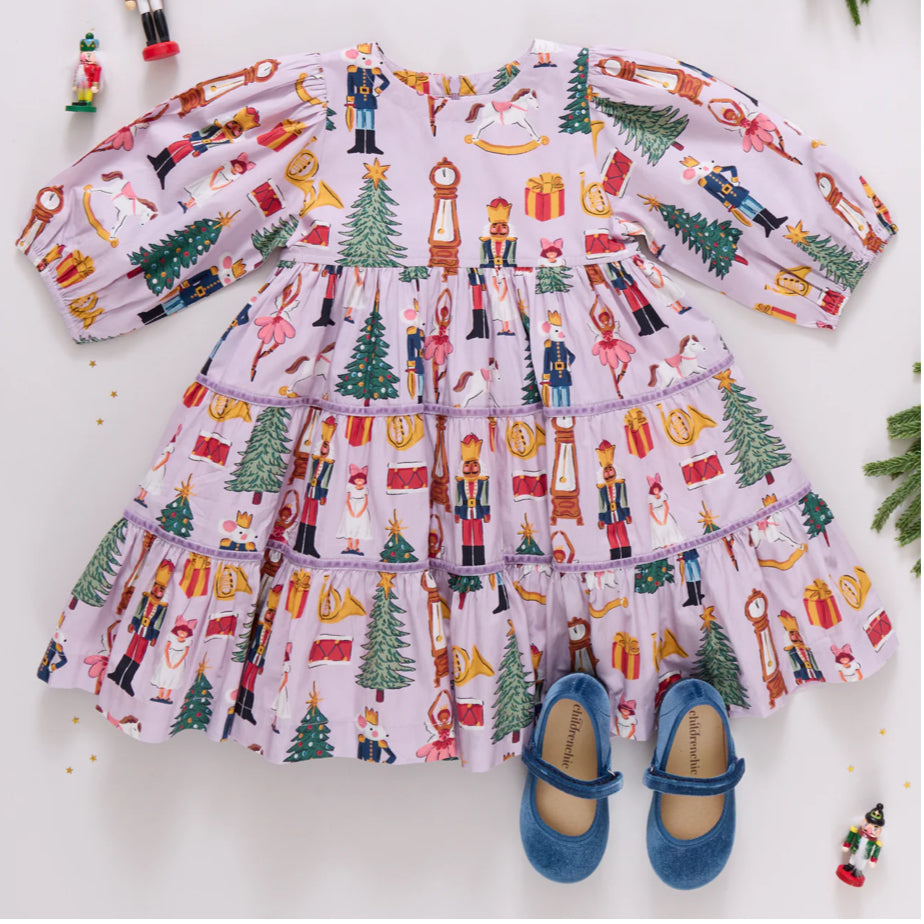 Pink Chicken: Girls Peachy Dress- Lavender Nutcracker