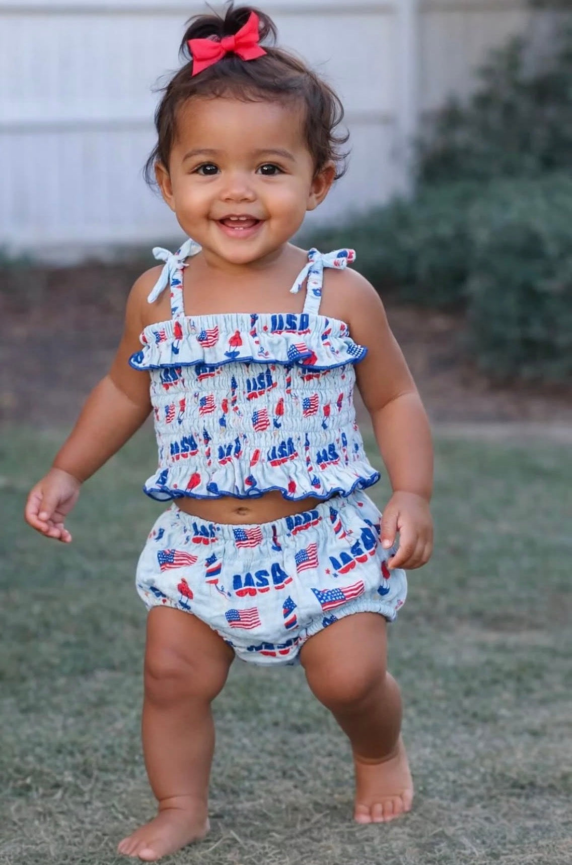 Spearmint Love- Party in the USA Smocked Set (Blue)