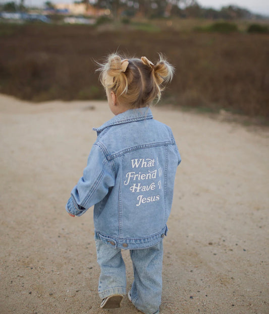 Elevated Faith: What A Friend We Have In Jesus Jean Jacket (Kids)