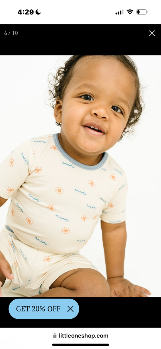 Little One Shop- Boho Waves Bamboo Shorts Set