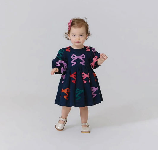 Pink Chicken-Baby Girls Brooke Dress Set: Multi Bow Appliqué