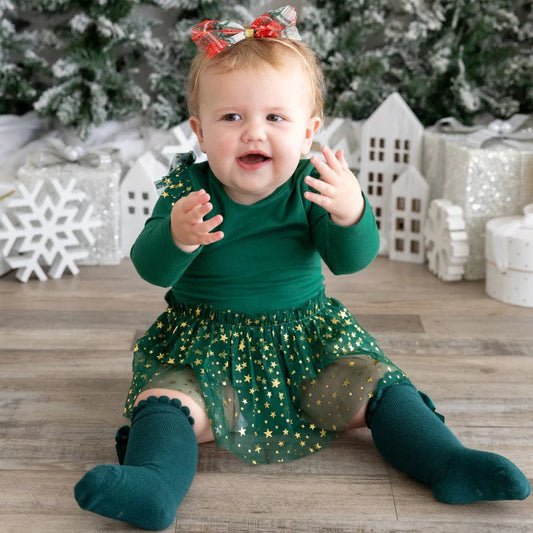 Sweet Wink: Emerald Shimmer Tutu Bodysuit