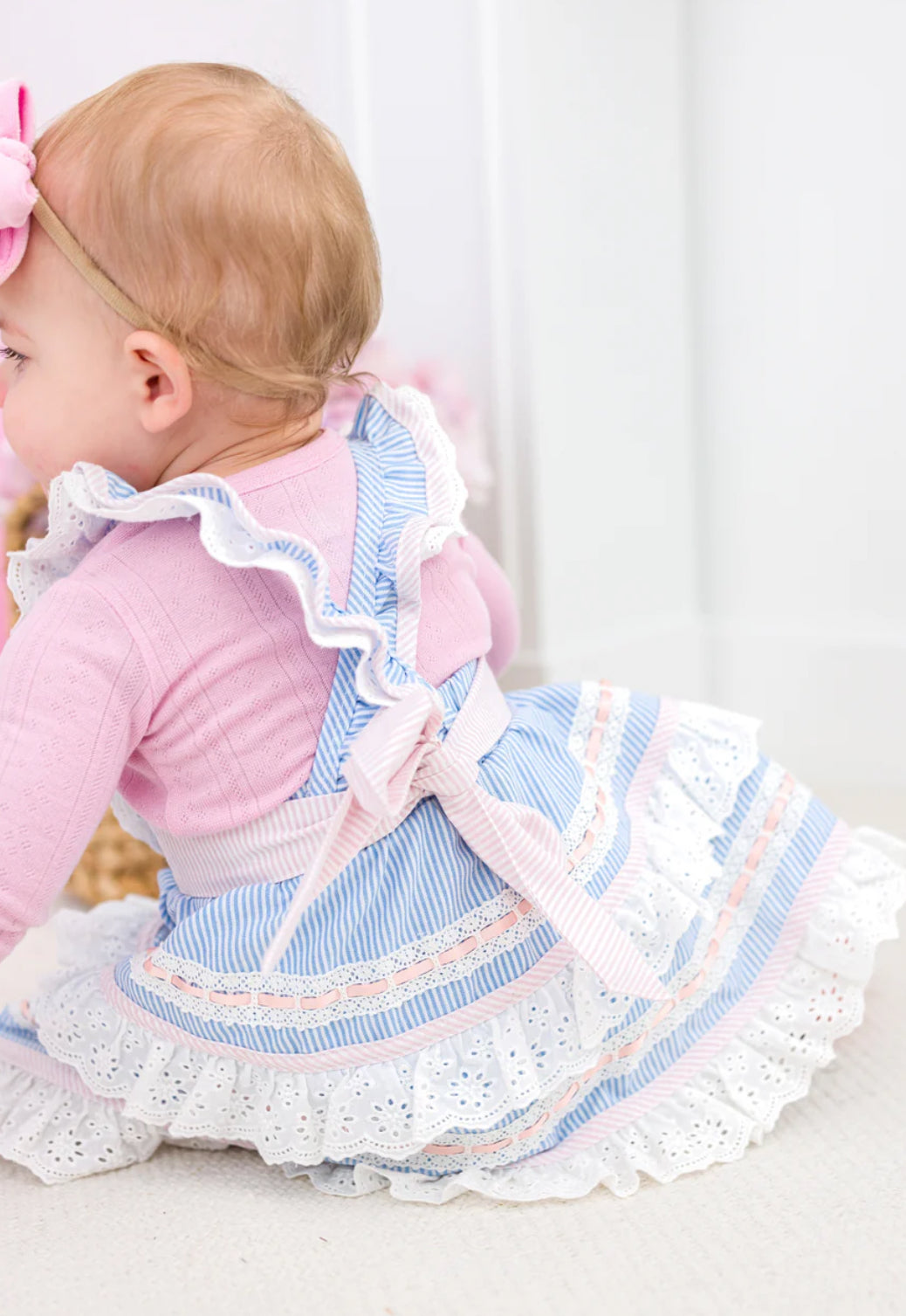 SEERSUCKER LINEN BIRDIE TWIRL SET