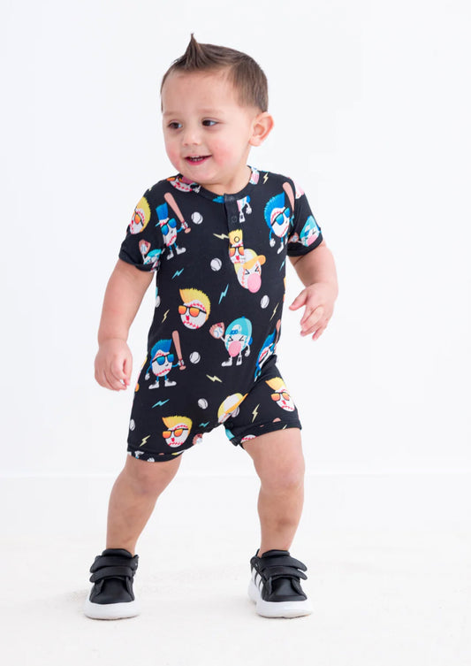 Birdie Bean- Slugger Shortie Romper