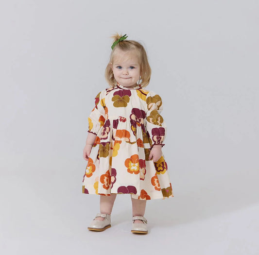 Pink Chicken: Baby Girls Charlie Dress Set - Autumn Pansies