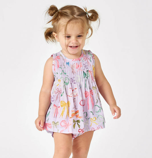 Pink Chicken- Baby Girls Jaipur 2-Piece Set - Lavender Watercolor Bows