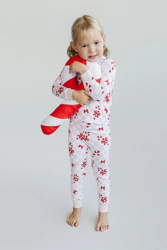 Lucky Panda Kids: Candy Cane Bows Classic Pajama