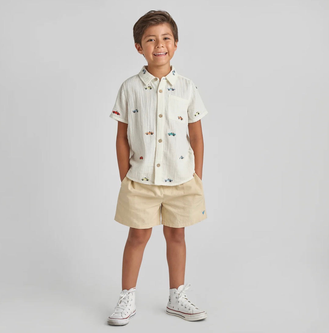 Blue Rooster- Multi Boys Jack Shirt: Vintage Cars